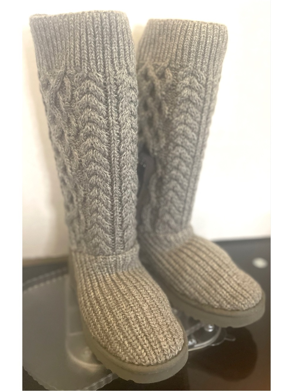 UGG Women's Classic Cardi Cabled Knit Boot Grey Size 9